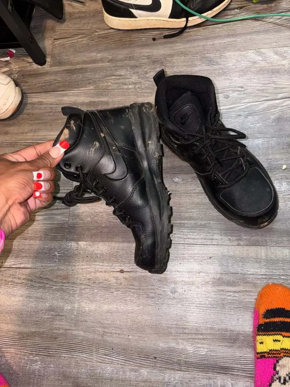 Youth Nike Manoa Leather Hiking Boots - Black